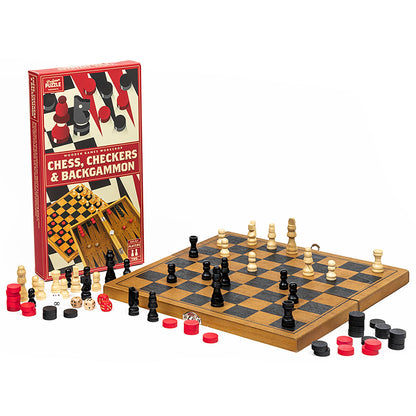 Chess § Checkers § Backgammon Classic Wooden Family Board Games