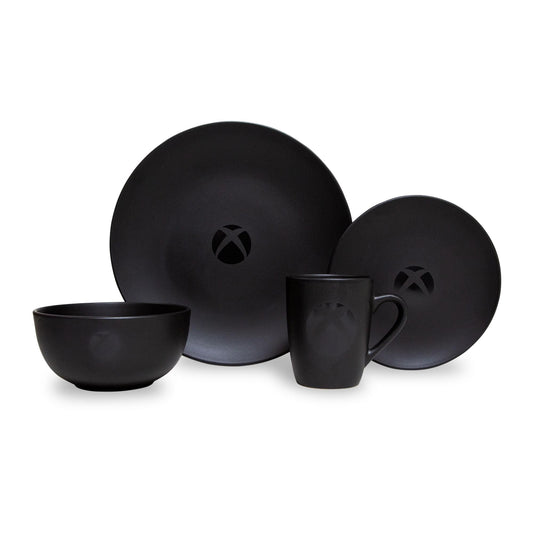 Xbox Logo Matte Black 8-Piece Ceramic Dinnerware Set