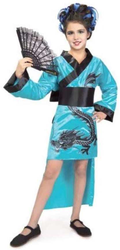 Teal Dragon Girl Child Costume Large