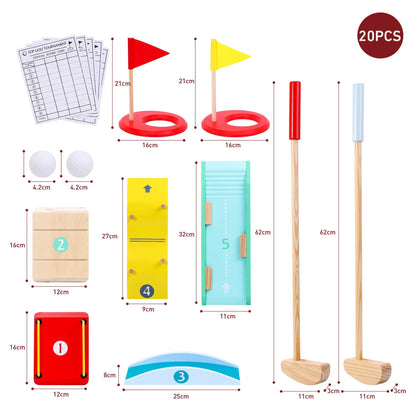 SOKA Wooden Golf Toy Set Indoor Outdoor DIY Obstacles for Family Kids 3+