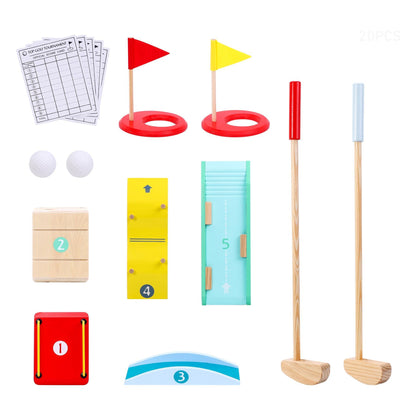 SOKA Wooden Golf Toy Set Indoor Outdoor DIY Obstacles for Family Kids 3+