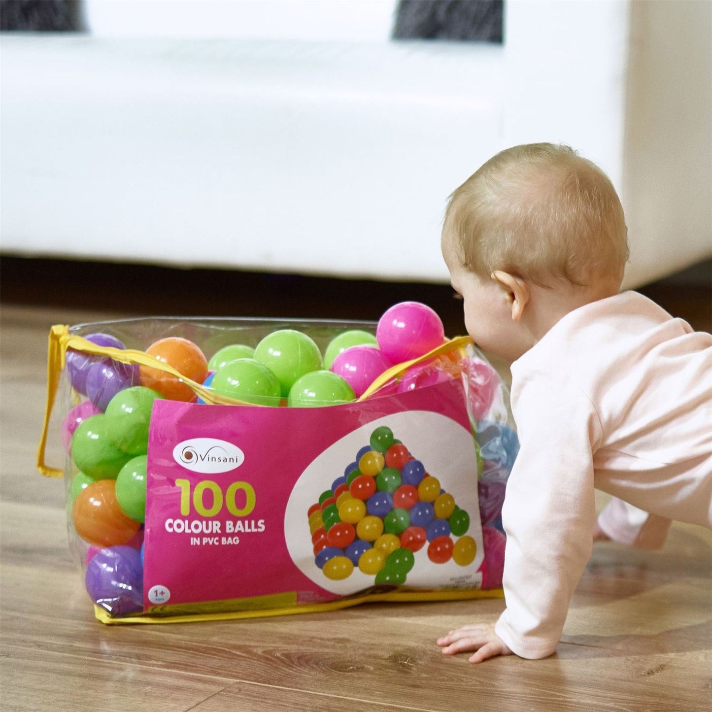 100 colour balls in pvc bag