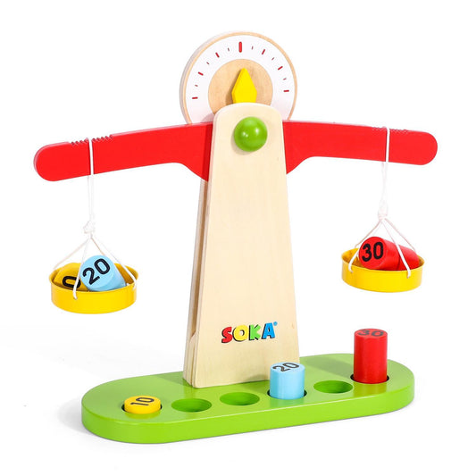 SOKA Wooden Balancing Toy Learn Counting Math Weighing Scale Game for Kids 3+