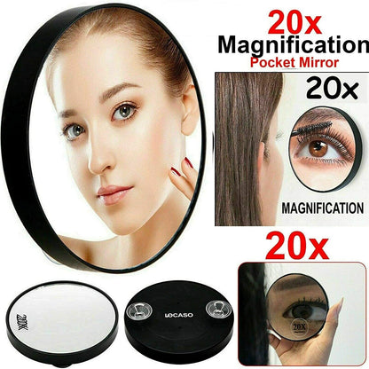 20X Magnifying Make Up Mirror & Eye Makeup Travel Size Suction Mirror