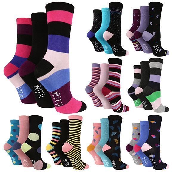 Wildfeet - Ladies 3pk Jacquard Socks