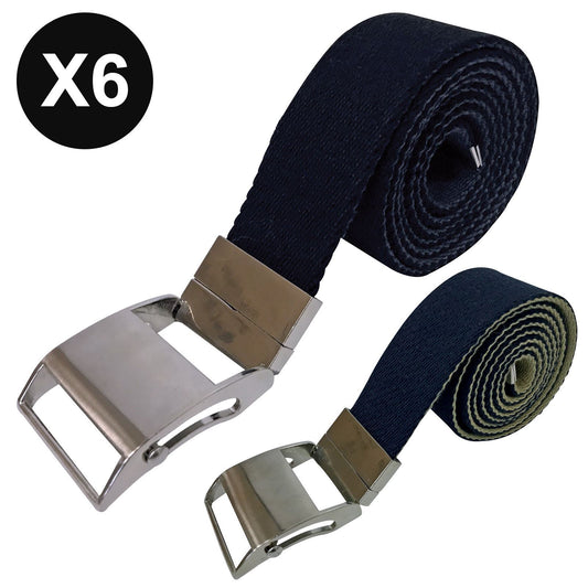 6 Pack Mens Polyester Belt with Slide Buckle