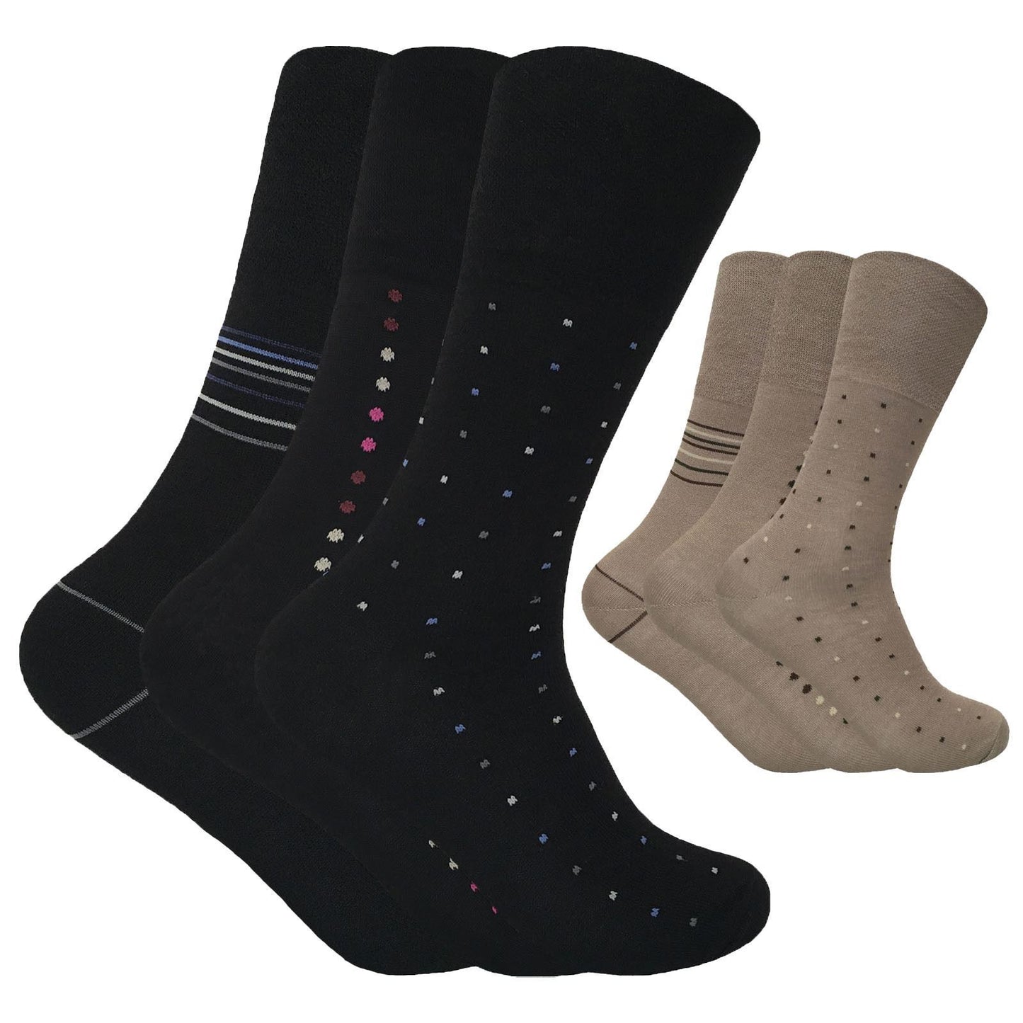 3 Pairs Mens Non Elastic patterned Bamboo Socks