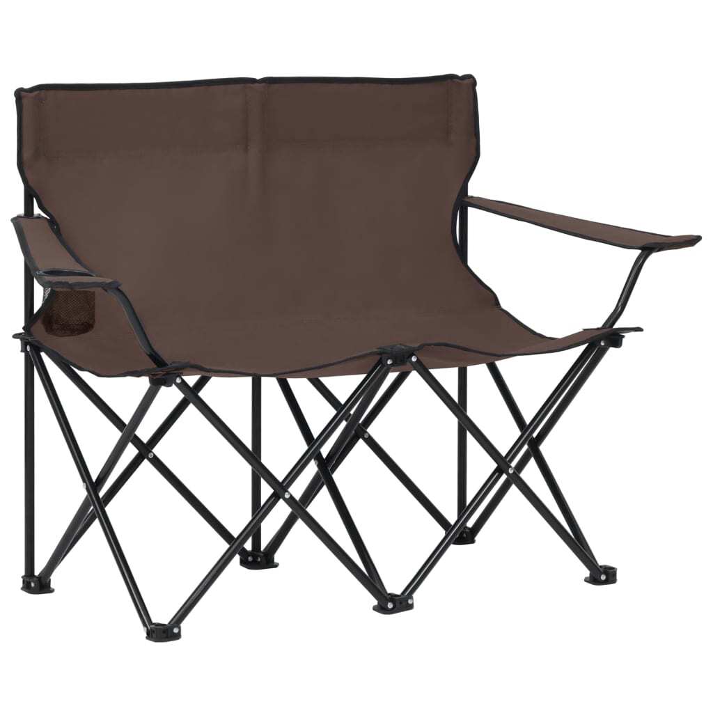 2-Seater Foldable Camping Chair Steel and Fabric