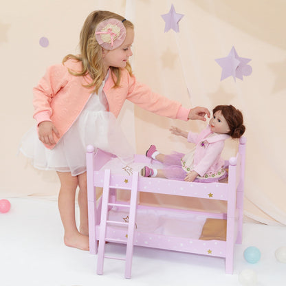 Pink Doll Bunk Bed 18" Dolls Wooden Furniture Bedroom Toy Role Play TD-0095AP