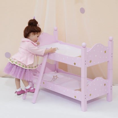 Pink Doll Bunk Bed 18" Dolls Wooden Furniture Bedroom Toy Role Play TD-0095AP