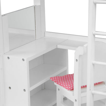 White Doll Bunk Bed with Desk Olivia's World 18" Wooden Furniture Toy TD-0204A