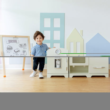 White Wooden Toy Kitchen with Fridge Freezer and Oven by TD-11413W