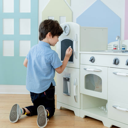 White Wooden Toy Kitchen with Fridge Freezer and Oven by TD-11413W