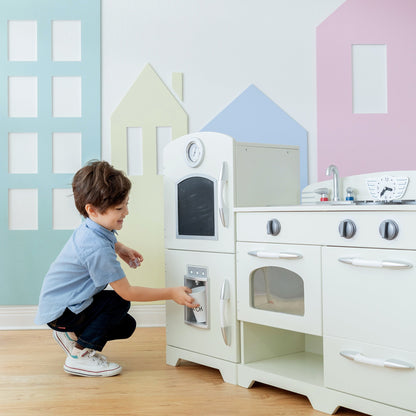 White Wooden Toy Kitchen with Fridge Freezer and Oven by TD-11413W