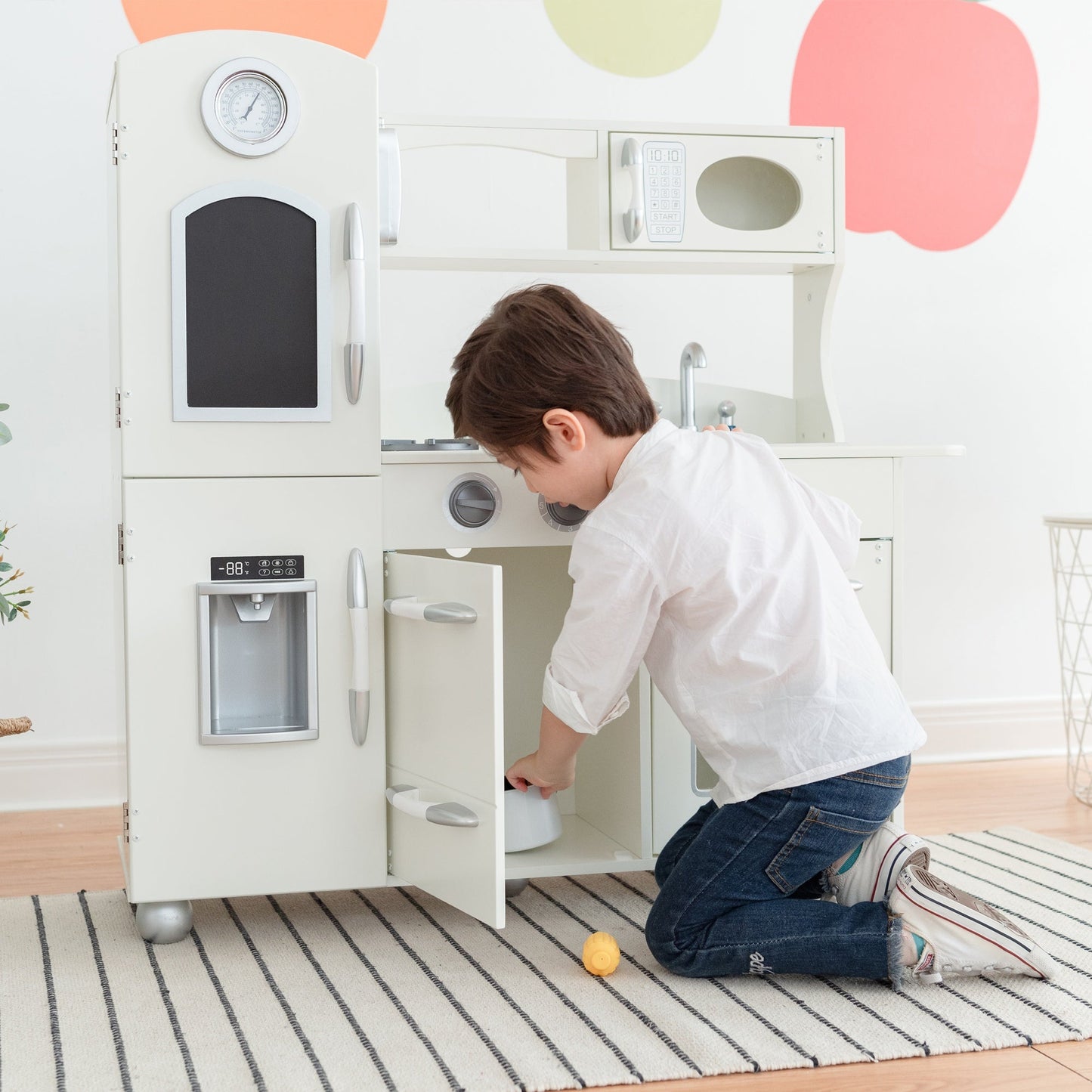 Retro Wooden Kitchen Toy Kitchen White With Ice Maker TD-11414W