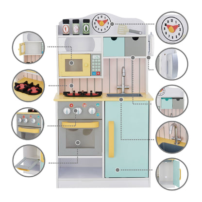 Wooden Kitchen Toy Kitchen With 5 Role Play Accessories TD-11708AR