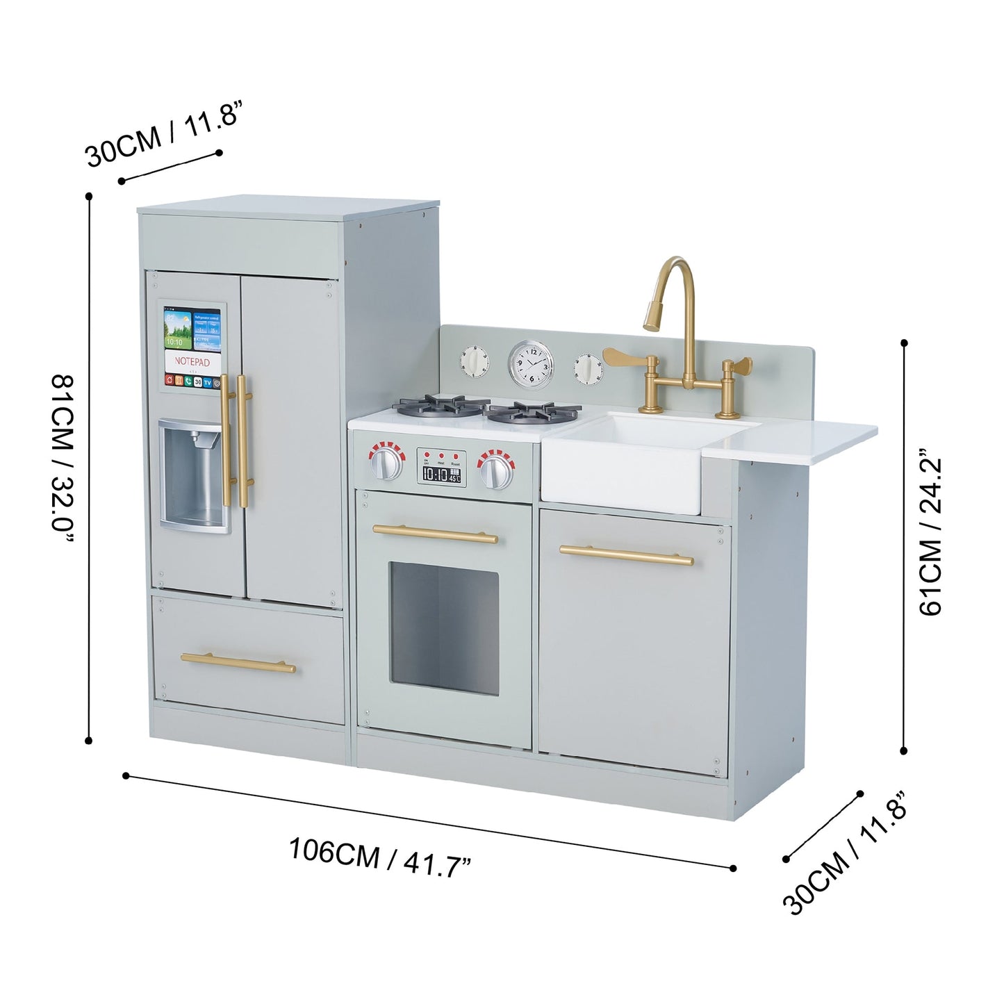 Large Wooden Kitchen Toy Play Kitchen With Ice Maker TD-12302A