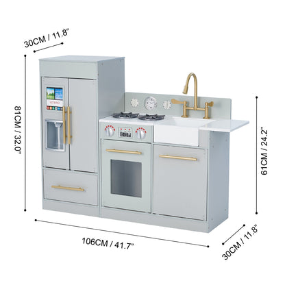 Large Wooden Kitchen Toy Play Kitchen With Ice Maker TD-12302A