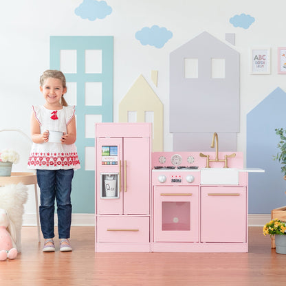 Pink Wooden Toy Kitchen by Toy Cooker Play Kitchen Set TD-12302P