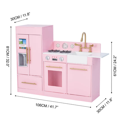 Pink Wooden Toy Kitchen by Toy Cooker Play Kitchen Set TD-12302P