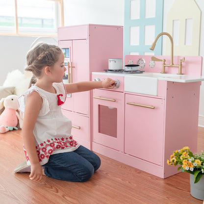 Pink Wooden Toy Kitchen by Toy Cooker Play Kitchen Set TD-12302P