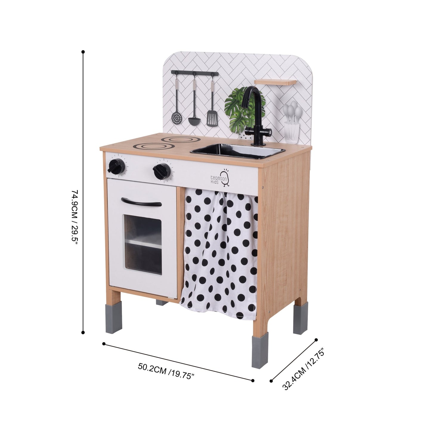 Modern Interactive Wooden Toy Play Kitchen Black/White TD-13554C