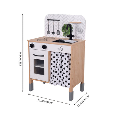 Modern Interactive Wooden Toy Play Kitchen Black/White TD-13554C