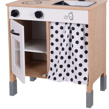 Modern Interactive Wooden Toy Play Kitchen Black/White TD-13554C