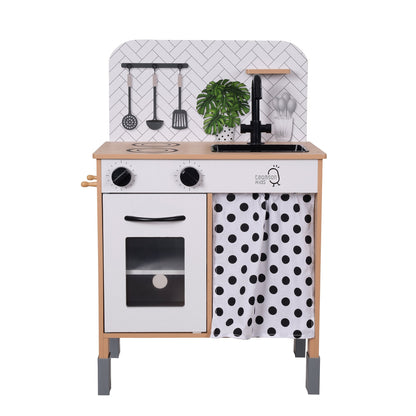 Modern Interactive Wooden Toy Play Kitchen Black/White TD-13554C