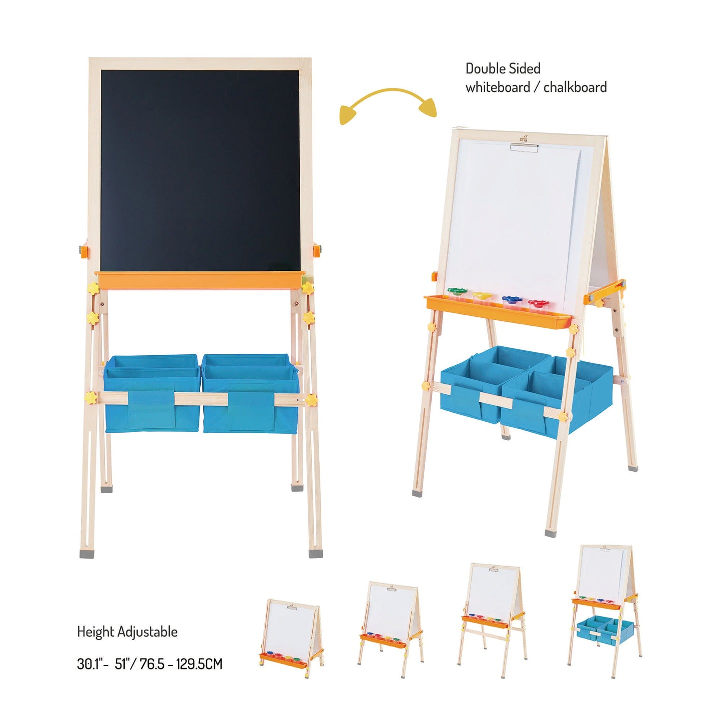 3 in 1 Wooden Easel Drawing Blackboard Whiteboard & Acc TK-FB028G