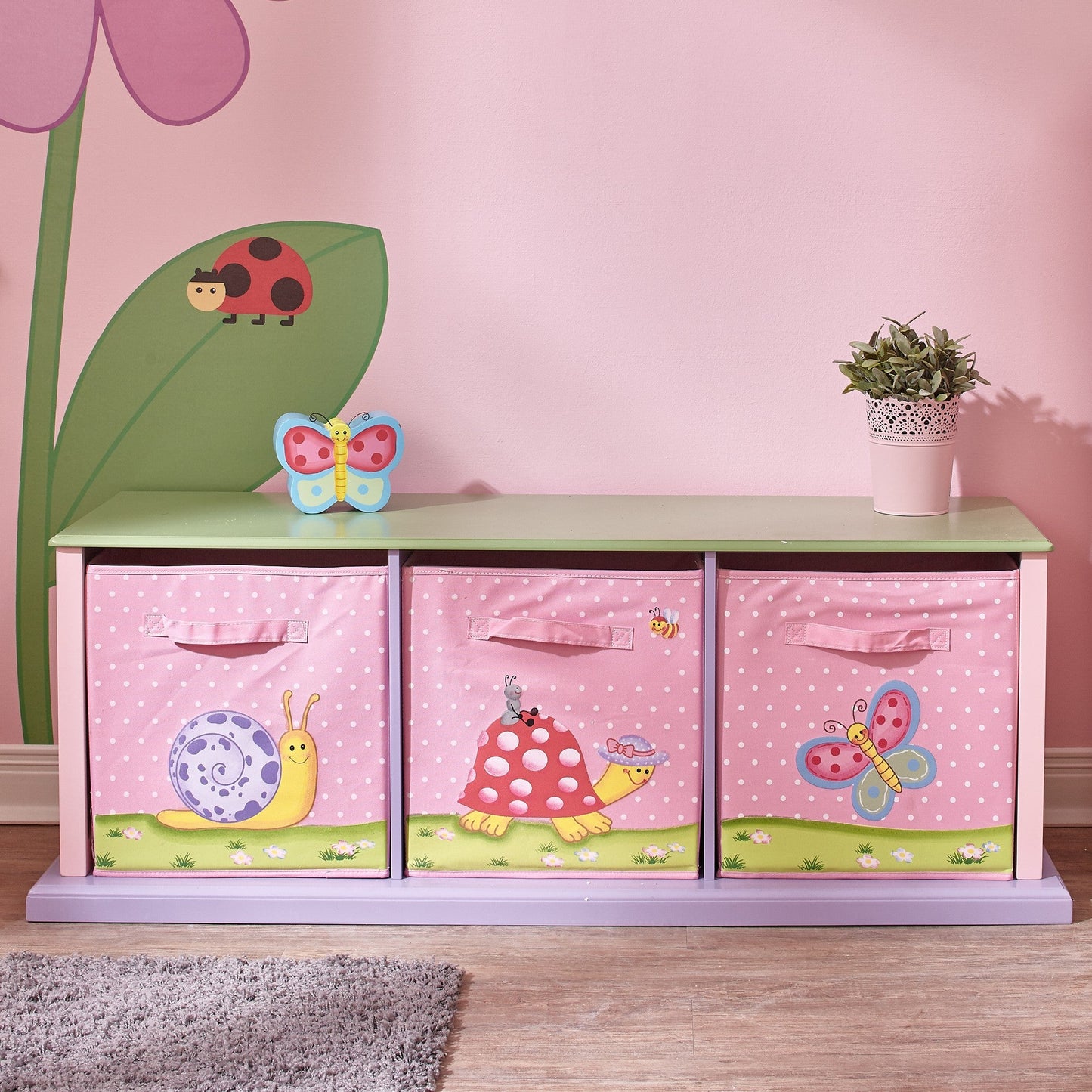 Fantasy Fields Magic Garden Kids Wooden Storage Canvas Drawers Toy Box TD-0132A