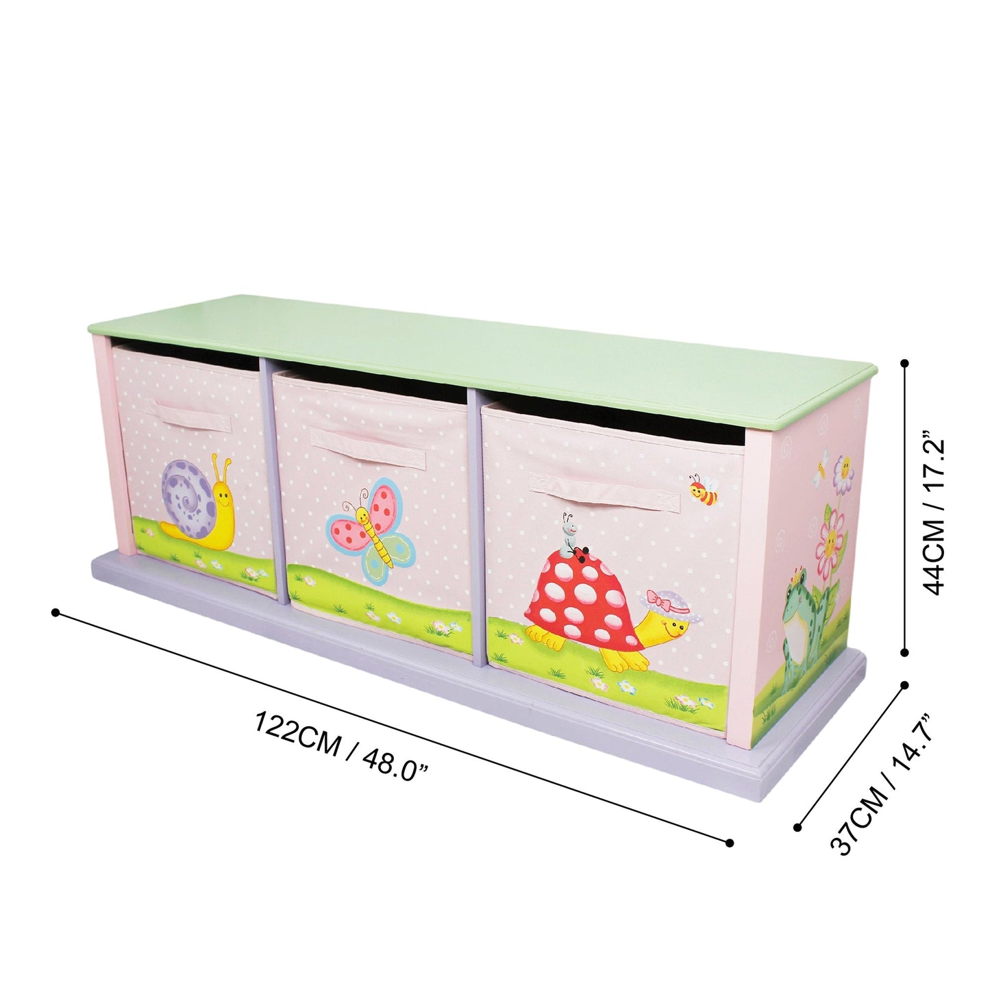 Fantasy Fields Magic Garden Kids Wooden Storage Canvas Drawers Toy Box TD-0132A