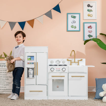 White Wooden Toy Kitchen by Toy Cooker Play Kitchen Set TD-12302WR