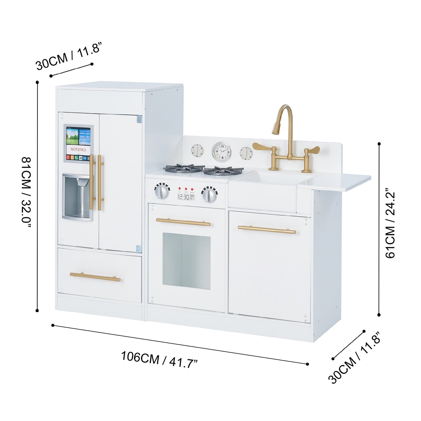 White Wooden Toy Kitchen by Toy Cooker Play Kitchen Set TD-12302WR