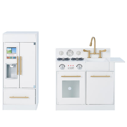 White Wooden Toy Kitchen by Toy Cooker Play Kitchen Set TD-12302WR