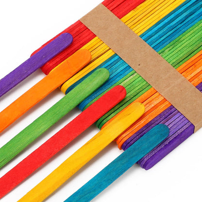 100pcs Coloured Wooden Lolly Sticks For Desserts Kids DIY Art & Crafts