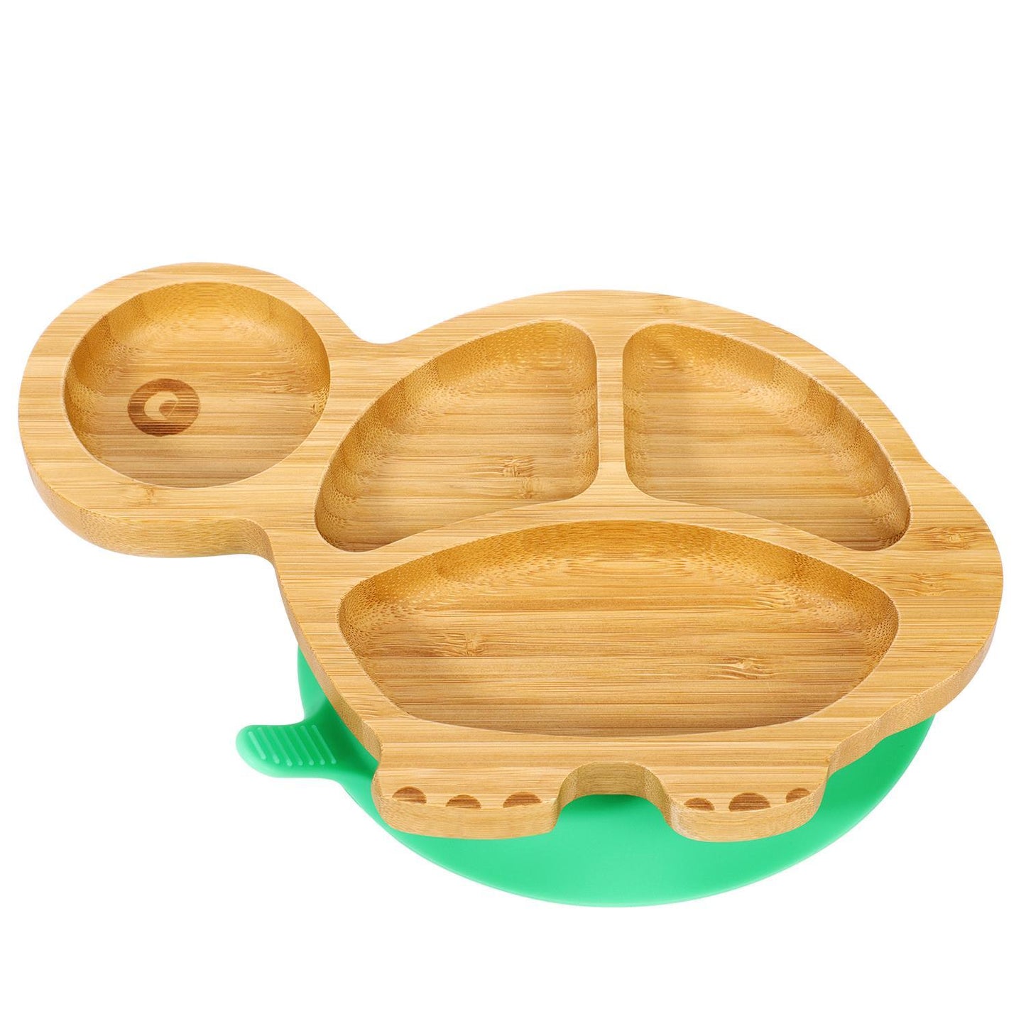 Bamboo Turtle Plate Bowl & Spoon Set Suction Stay-Put Design (Green)