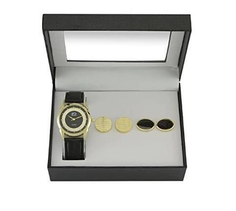 Time Design Gents Gold Analogue Watch & Two Pair Of Cufflinks TDX0713G30