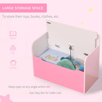 Kids Wooden Toy Box Children Storage Chest Bench Organiser Bedroom Pink HOMCOM