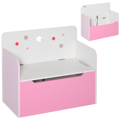 Kids Wooden Toy Box Children Storage Chest Bench Organiser Bedroom Pink HOMCOM