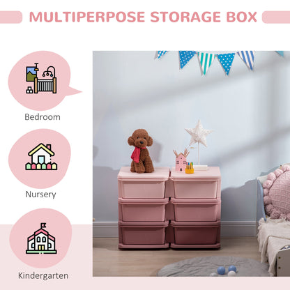 Kids Storage Unit Toy Box Vertical Dresser with Six Drawers - Pink HOMCOM