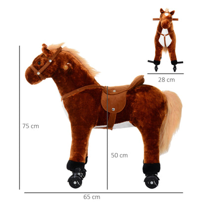 Child Boys Walking Horse Riding Toy Plush Walk Pony Wheels Sound