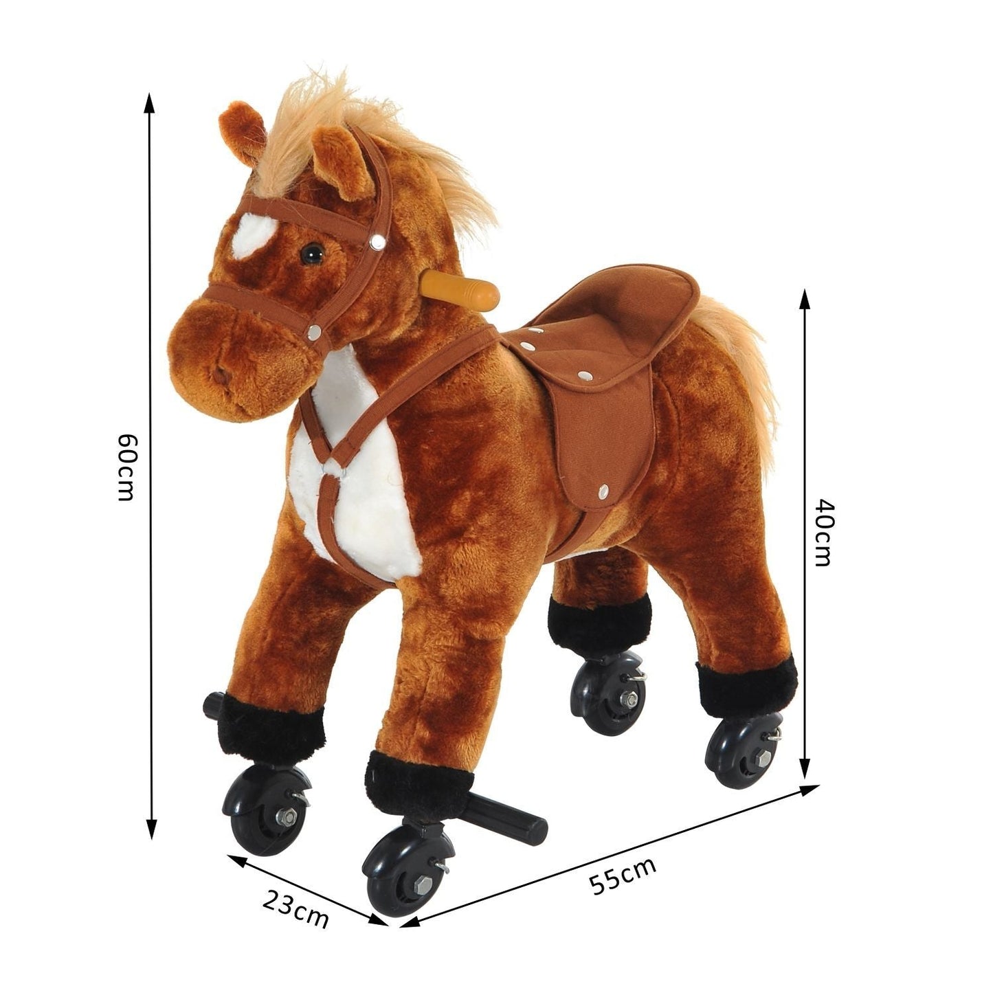 Rocking Horse Ride on Rocker Children Plush Toy Wooden Horse Sound HOMCOM