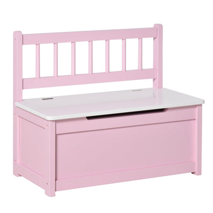 2-in-1 Wooden Toy Box Kids Seat Bench Storage Chest w/ Pneumatic Rod