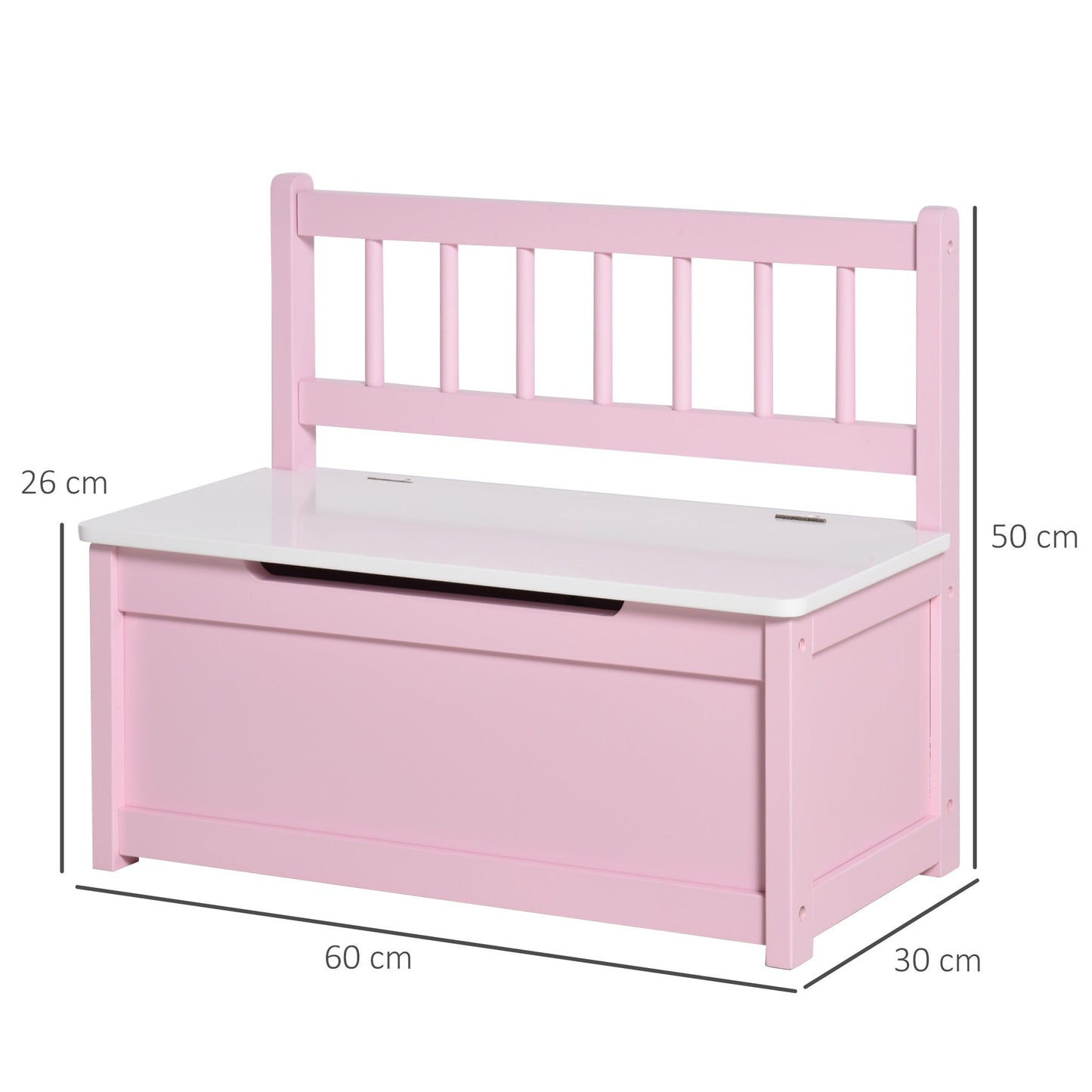 2-in-1 Wooden Toy Box Kids Seat Bench Storage Chest w/ Pneumatic Rod