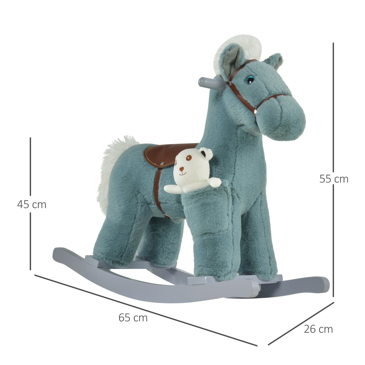 Kids Plush Ride-On Rocking Horse with Plush Toy Sound Handle Grip