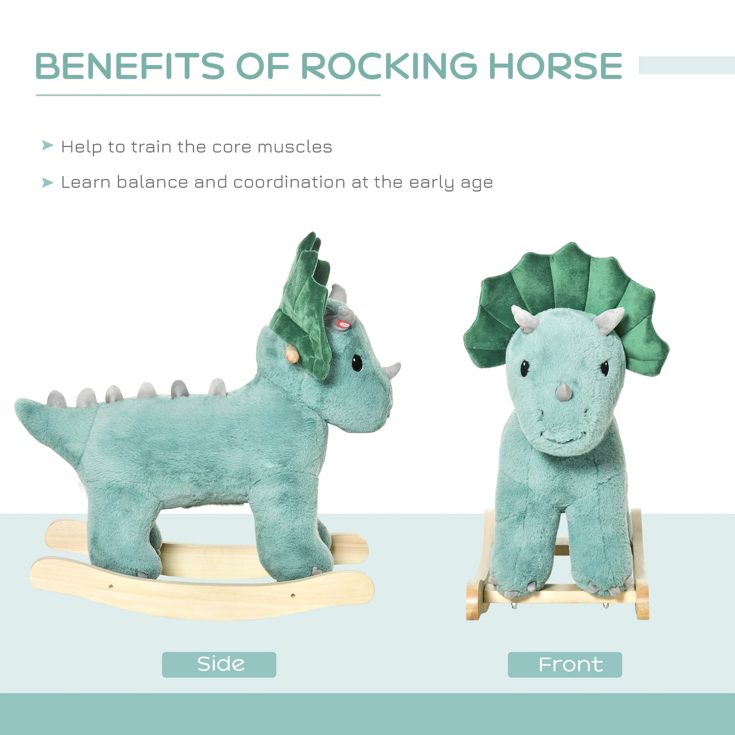 Kids Ride-On Rocking Horse Triceratops-shaped Toy for 36-72 Months