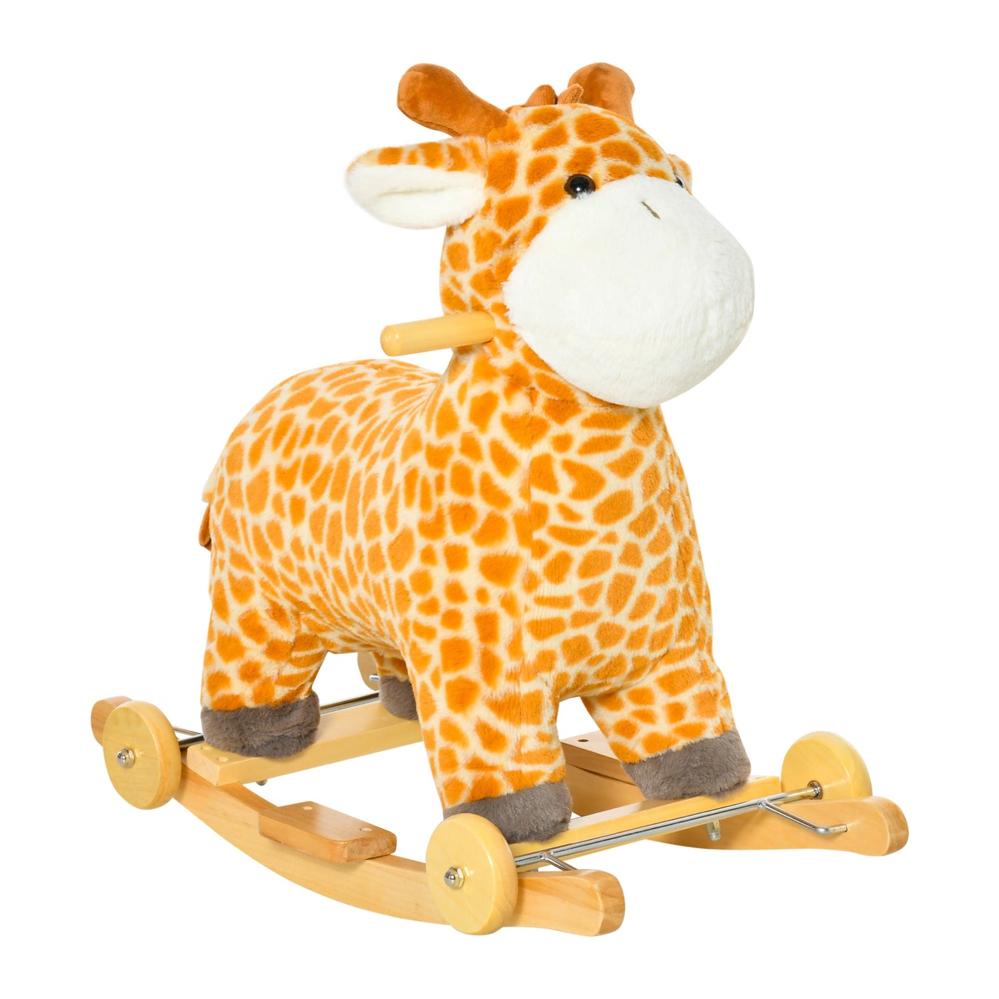 2-IN-1 Kids Plush Ride-On Rocking Gliding Horse Giraffe-shaped Yellow HOMCOM