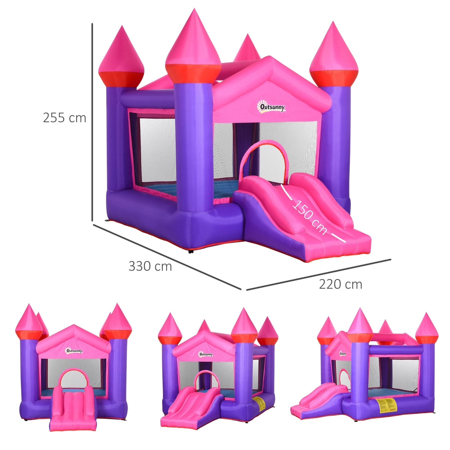 Bouncy Castle With Slide Inflatable Trampoline w/ Blower Multi-color