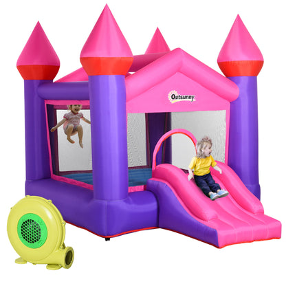 Bouncy Castle With Slide Inflatable Trampoline w/ Blower Multi-color